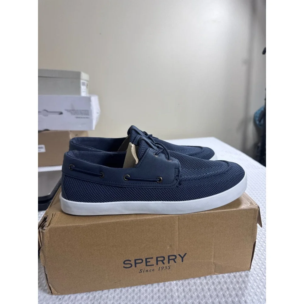 Sperry Boat Shoes Mens 8 Bahama II Knit Navy Marine NIB